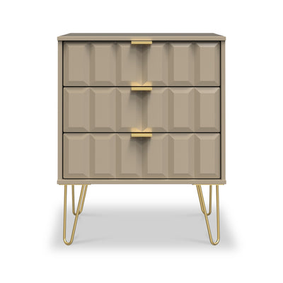 Harlow 3 Drawer Midi Sideboard with Gold Hairpin Legs