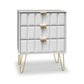 Harlow White 3 Drawer Midi Sideboard with Gold Hairpin Legs from Roseland