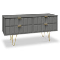Harlow Grey 4 Drawer Low TV Unit with Gold Hairpin Legs  from Roseland
