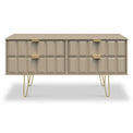 Harlow Taupe 4 Drawer Low TV Unit with Gold Hairpin Legs 