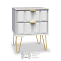 Harlow White Wireless Charging 2 Drawer Utility Chest with Gold Hairpin Legs