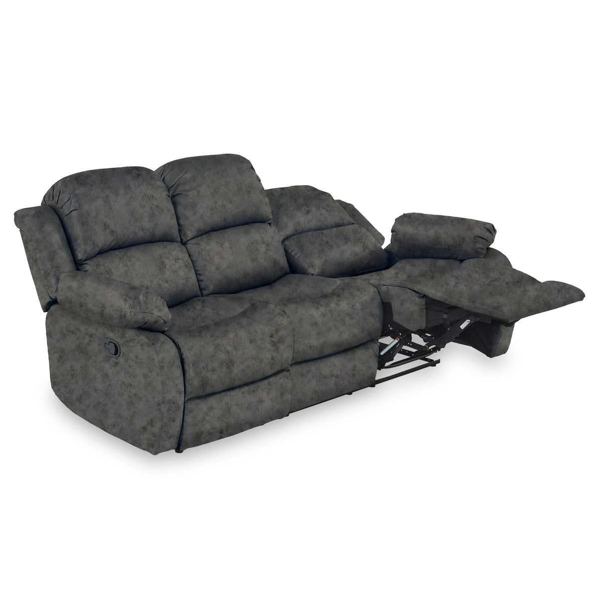 Anton Charcoal Zonica Leather Reclining 3 Seater Sofa