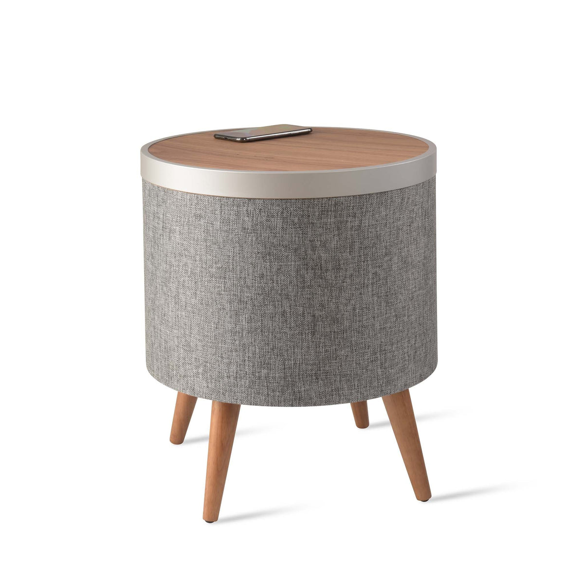 Zain Grey Wireless Smart Side Table with Speaker and Subwoofer