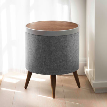 Zain Smart Side Table Grey with Wireless Charging & Bluetooth Speaker