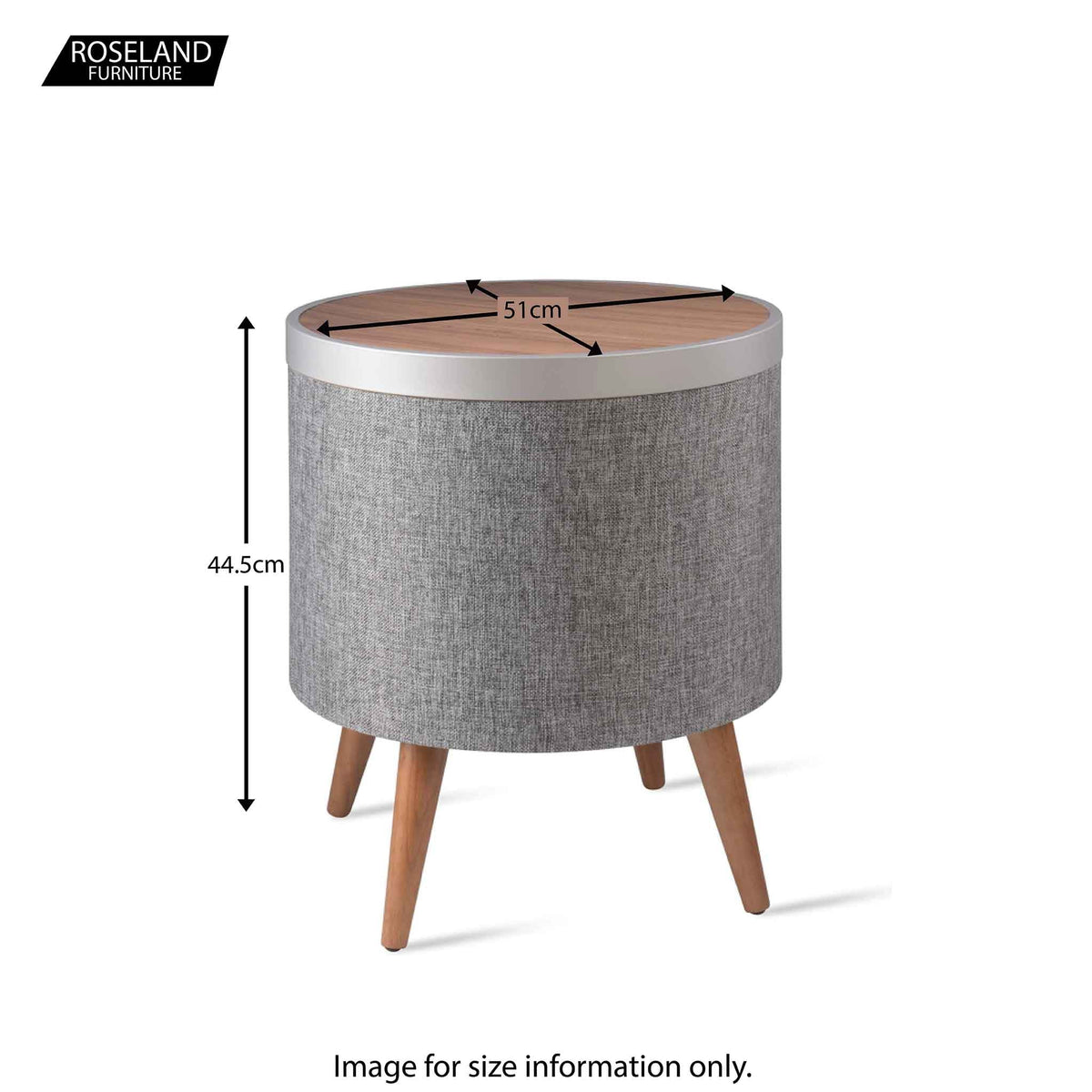 Zain Grey Wireless Smart Side Lamp Table with Speaker and Subwoofer dimensions