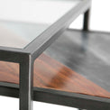 Kandla Grey Marble & Wood Square Nest of Tables with Grey Base