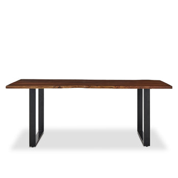 Acacia Wood Live Edge Dining Table with Iron Base
