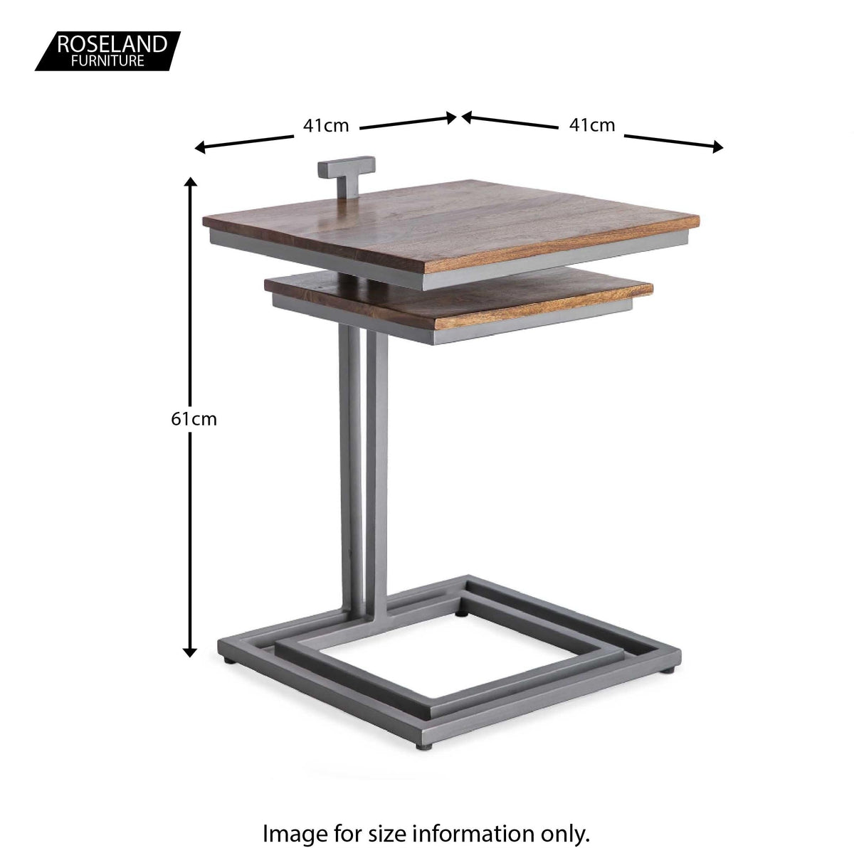Nyle Acacia & Metal Nest of Tables - Size Guide