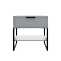 Hudson Grey 1 Drawer with Shelf Side Table with black legs from Roseland