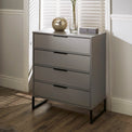 Hudson Grey 4 Drawer Chest with black legs for bedroom