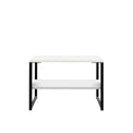 Hudson White Sofa Side Lamp Table with Shelf and black legs