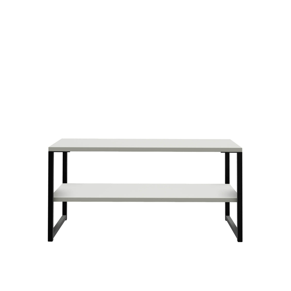 Hudson White Coffee Table with Shelf and black legs from Roseland
