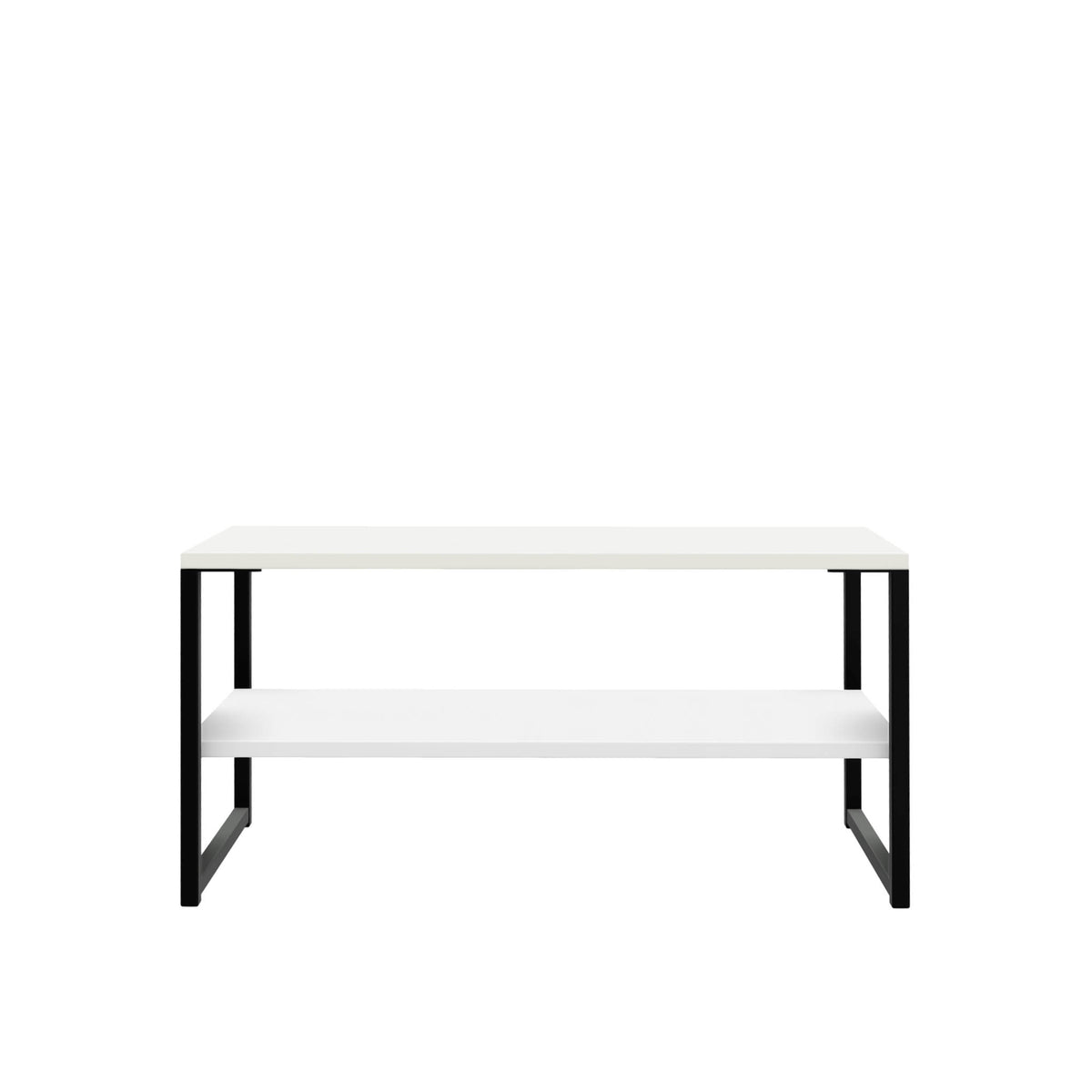 Hudson Grey Coffee Table with Shelf and black legs from Roseland