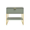Hudson Olive 1 Drawer with Shelf Side Table with gold legs from Roseland
