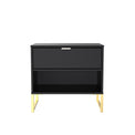 Hudson Hudson 1 Drawer with open shelf side table with gold legs from Roseland