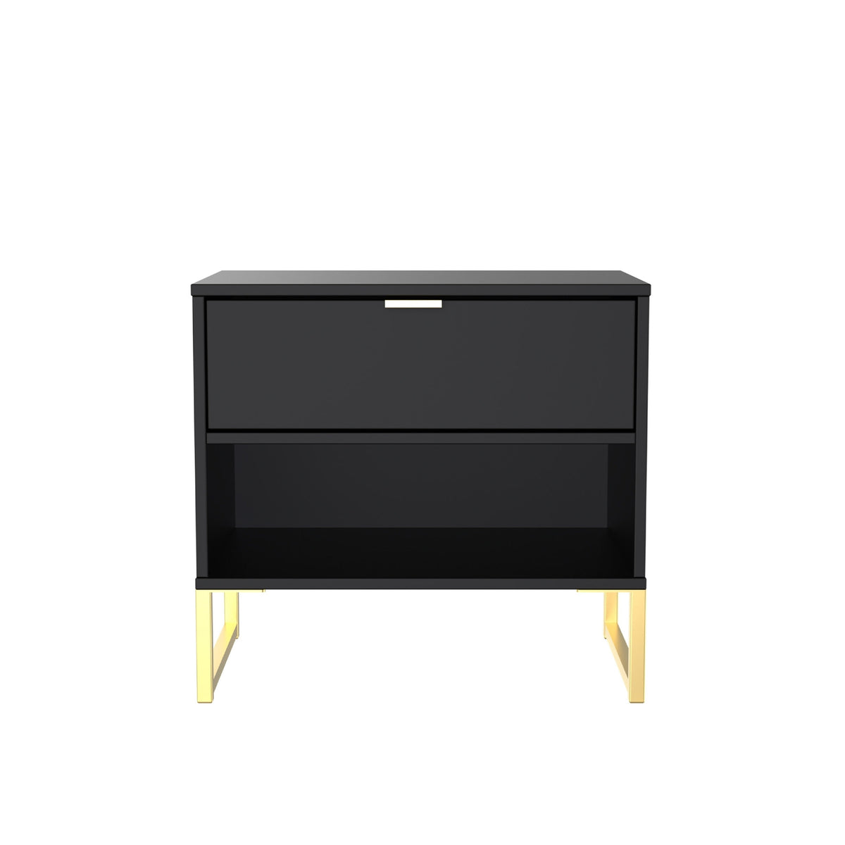 Hudson Hudson 1 Drawer with open shelf side table with gold legs from Roseland