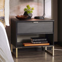Hudson Hudson 1 Drawer with open shelf side table with gold legs for bedroom