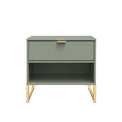 Hudson Olive 1 Drawer with open shelf side table