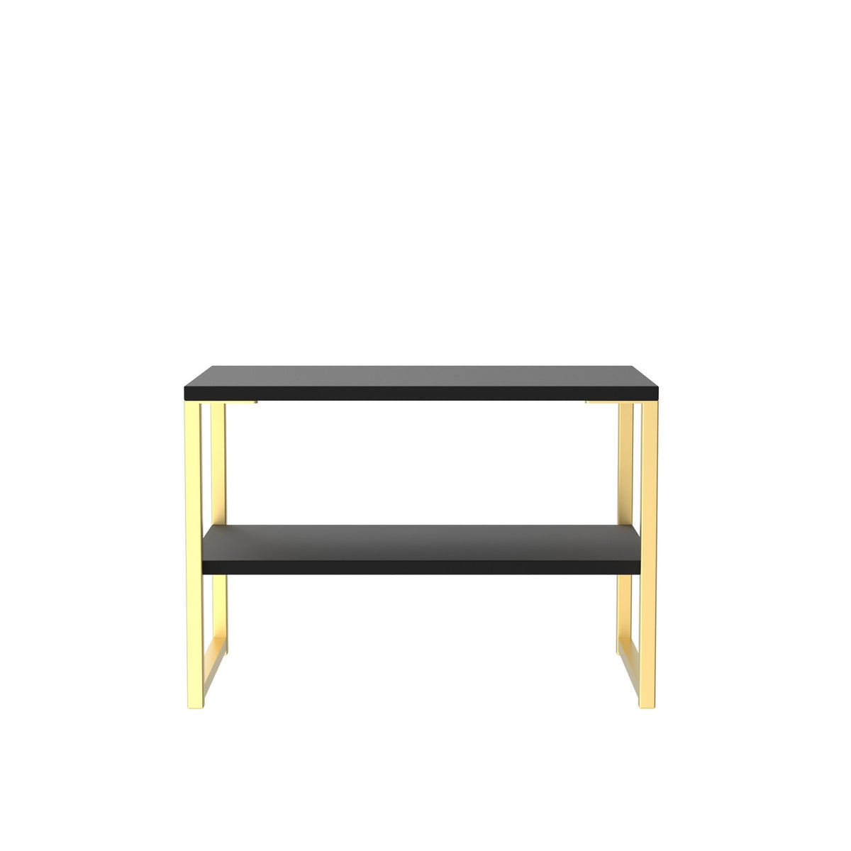 Hudson Black Sofa Side Lamp Table with shelf and gold legs from Roseland
