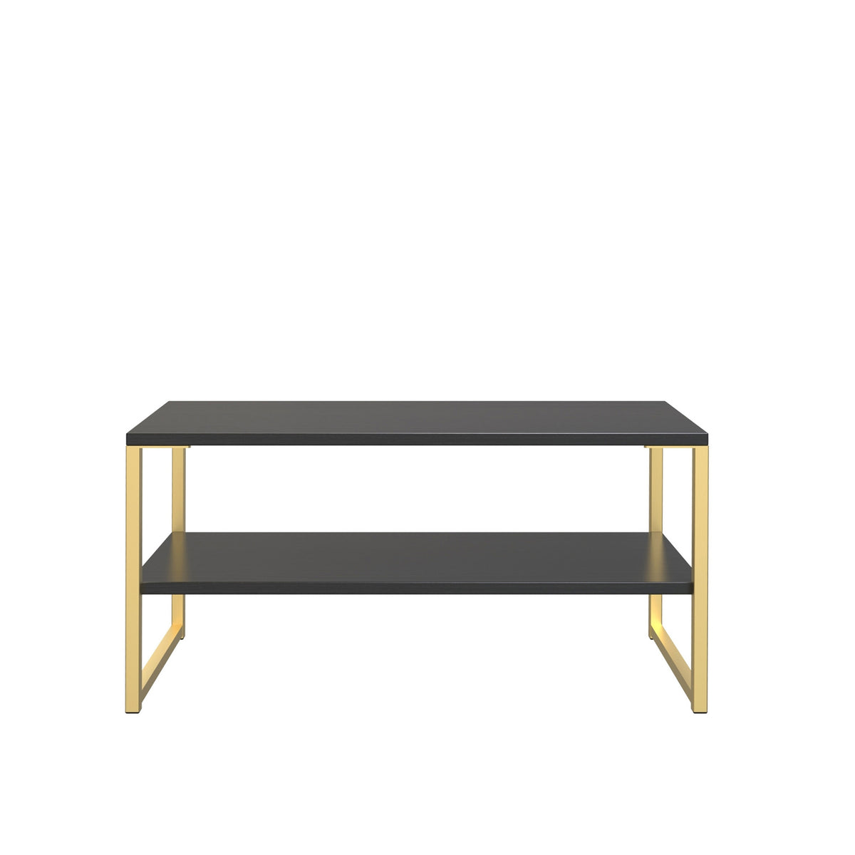 Hudson Black Coffee Table with Shelf and gold legs from Roseland