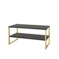 Hudson Black Coffee Table with Shelf and gold legs