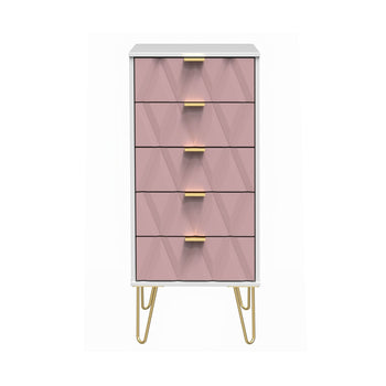 Geo 5 Drawer Tallboy with Gold Hairpin Legs