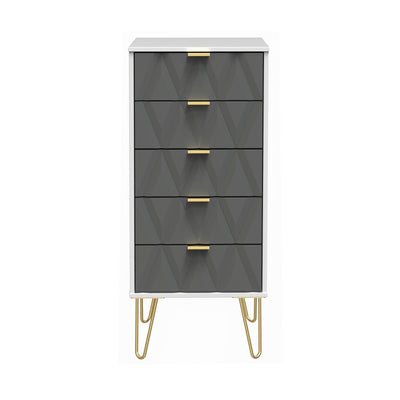 Geo 5 Drawer Tallboy with Gold Hairpin Legs