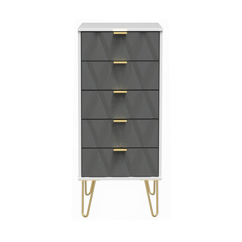 Geo 5 Drawer Tallboy with Gold Hairpin Legs