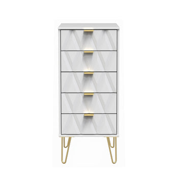 Geo 5 Drawer Tallboy with Gold Hairpin Legs