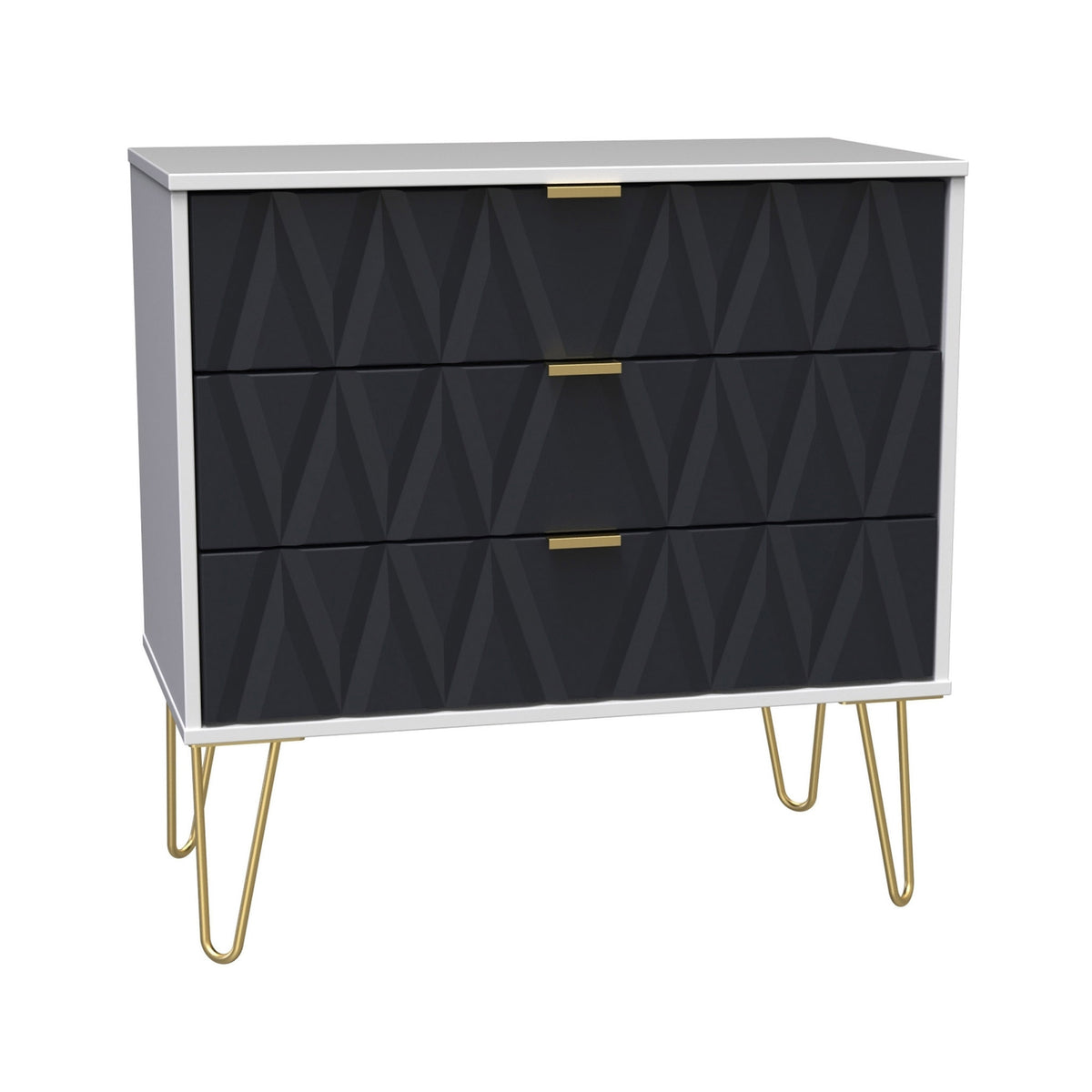 Geo 3 Drawer Chest with Gold Hairpin Legs