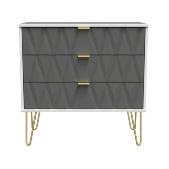 Geo 3 Drawer Chest with Gold Hairpin Legs