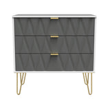 Geo White and Grey 3 Drawer Chest with Gold Hairpin Legs from Roseland