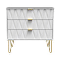 Geo White 3 Drawer Chest with Gold Hairpin Legs from Roseland