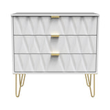 Geo White 3 Drawer Chest with Gold Hairpin Legs from Roseland