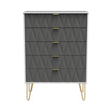 Geo white and grey large 5 drawer chest with gold hair pin legs from roseland