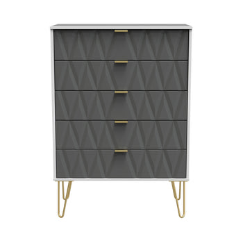 Geo 5 Drawer Chest with Gold Hairpin Legs
