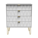 Geo white 4 drawer chest with gold hair pins legs from roseland