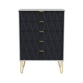 Geo white and navy large 5 drawer chest with gold hair pin legs from roseland