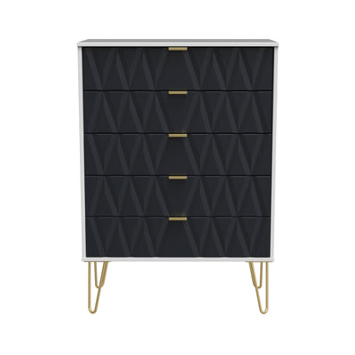 Geo 5 Drawer Chest with Gold Hairpin Legs