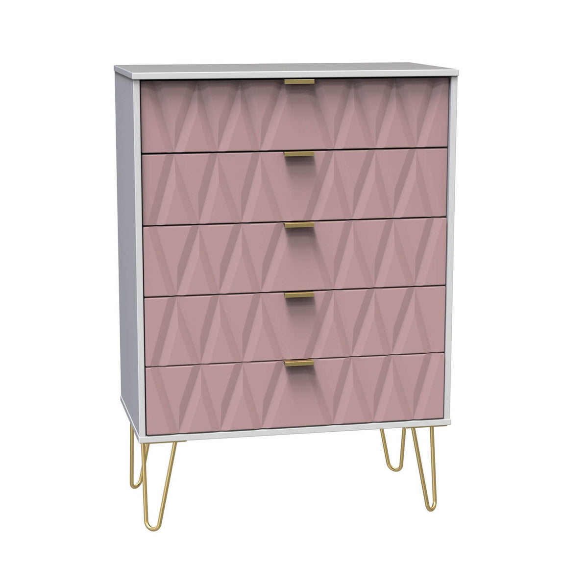 Geo 5 Drawer Chest with Gold Hairpin Legs