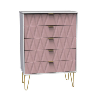 Geo 5 Drawer Chest with Gold Hairpin Legs