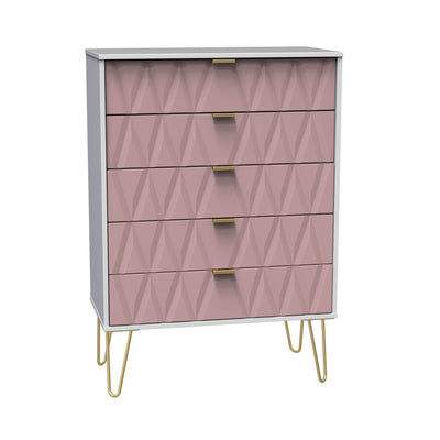 Geo 5 Drawer Chest with Gold Hairpin Legs