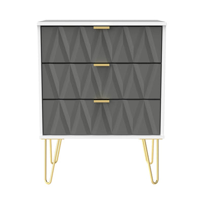 Geo 3 Drawer Midi Chest with Gold Hairpin Leg