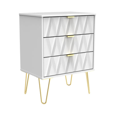 Geo 3 Drawer Midi Chest with Gold Hairpin Leg