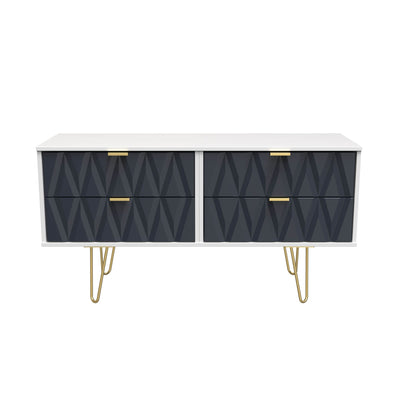 Geo 4 Drawer Low TV Unit with Gold Hairpin Legs