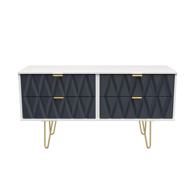 Geo 4 Drawer Low TV Unit with Gold Hairpin Legs