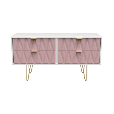 Geo 4 Drawer Low TV Unit with Gold Hairpin Legs