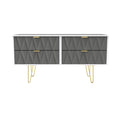 Geo white and grey 4 Drawer Low TV Unit with gold hairpin legs from roserland