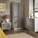 Geo white and grey panelled 2 drawer double wardrobe for bedroom