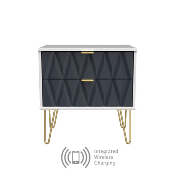 Geo Wireless Charging 2 Drawer Utility with Gold Hairpin Legs
